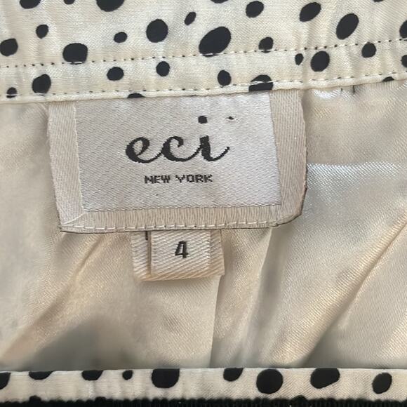 ECI dotted dress square neck split sleeve silky black trim size 4 - Picture 5 of 7